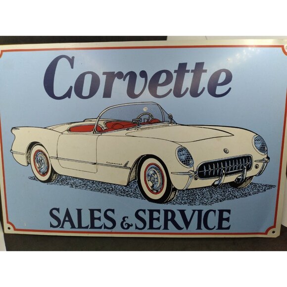 Corvette Sales & Service Sign Metal Retro style 12"x 18" man cave barware garage - Picture 1 of 14